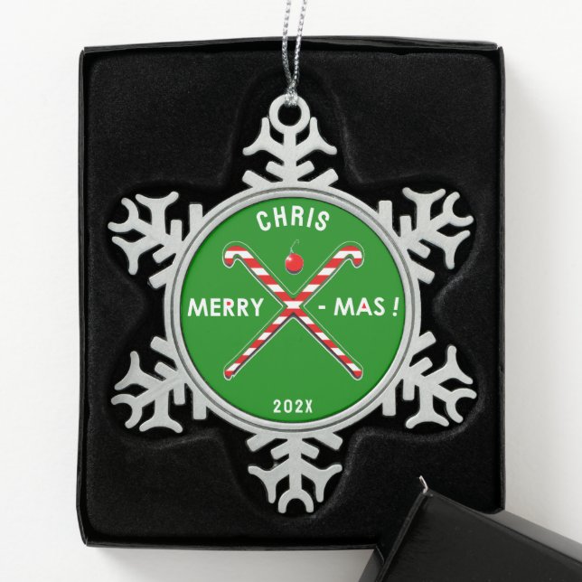 Hockey Holiday-Geschenk Schneeflocken Zinn-Ornament (Box)
