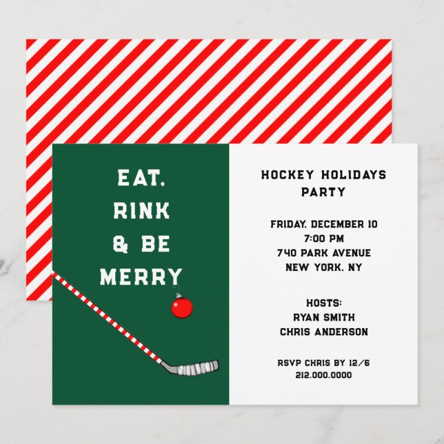 Hockey Holiday Party Einladungen (Vorne/Hinten)