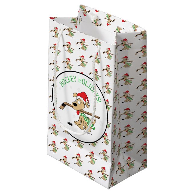 Hockey Holidays Hockey Hund Kleine Geschenktasche Kleine Geschenktüte (Vorderseite Schrägansicht)