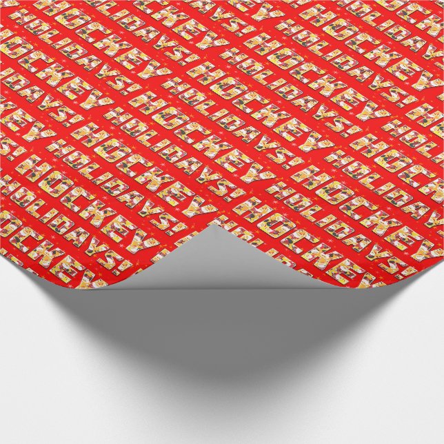 Hockey Holidays Weihnachten Geschenkwrake mit Sant Geschenkpapier (Ecke)