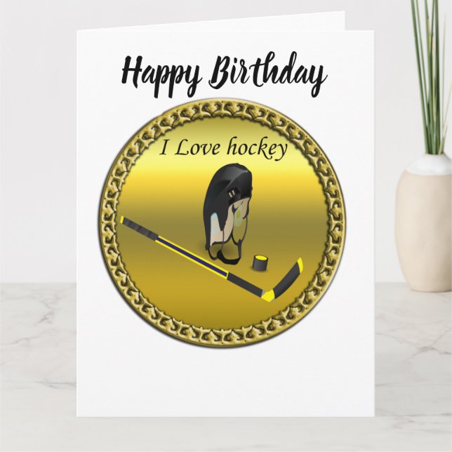Hockey-I-Liebe mit Stick und Helm Karte (Vorderseite)