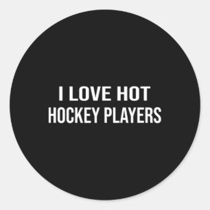 Hockey Ich liebe heiße Hockeyspieler Runder Aufkleber