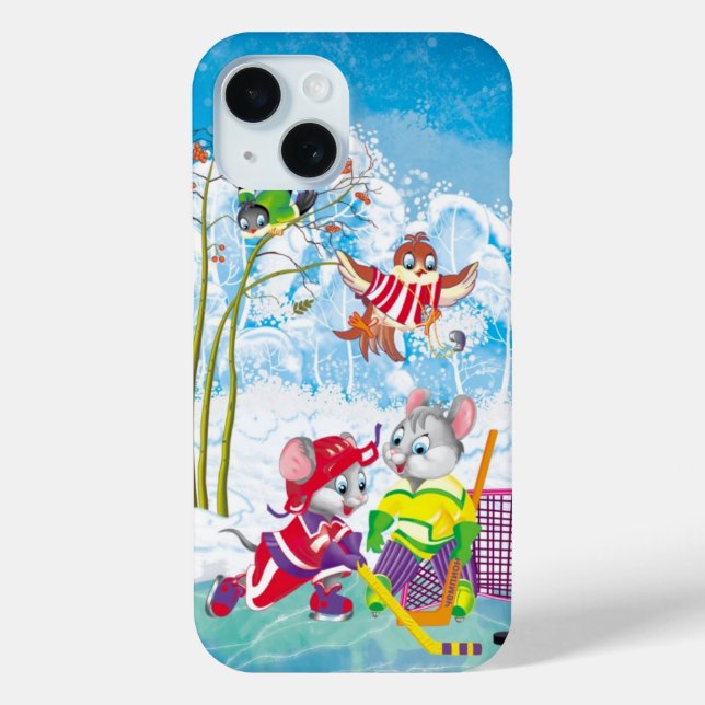 Hockey iPhone 15 Hülle (Rückseite)