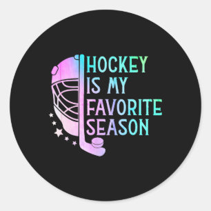 Hockey ist mein Lieblings-Saison-Eishockeyspieler Runder Aufkleber