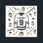 Hockey Jersey Schwarz/Weiß 9. Geburtstag Serviette<br><div class="desc">Hockey Jersey 9. Geburtstagsparty Servietten in schwarz und weiß.</div>