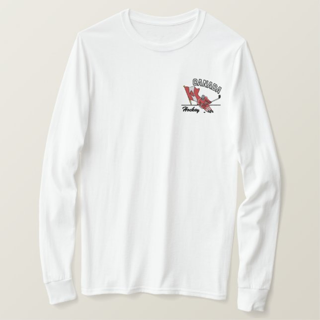 Hockey Kanada Besticktes Langarmshirt (Design vorne)