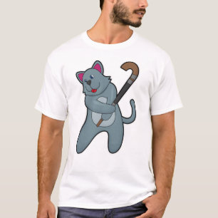 Hockey-Katze mit Hockeystick T-Shirt