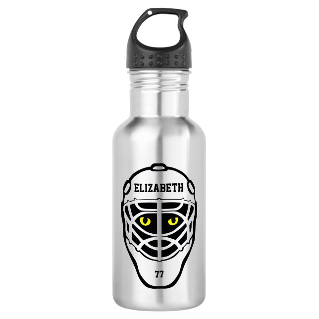 Hockey-Katzenaugen-Sturzhelm-Wasser-Flasche Edelstahlflasche (Vorderseite)
