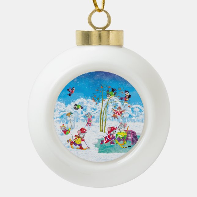 Hockey Keramik Kugel-Ornament (Vorderseite)