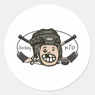 Hockey Kid Black Runder Aufkleber