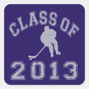 Hockey-Klasse 2013 - Grau 2 Quadratischer Aufkleber