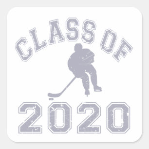 Hockey-Klasse 2020 - Grau Quadratischer Aufkleber