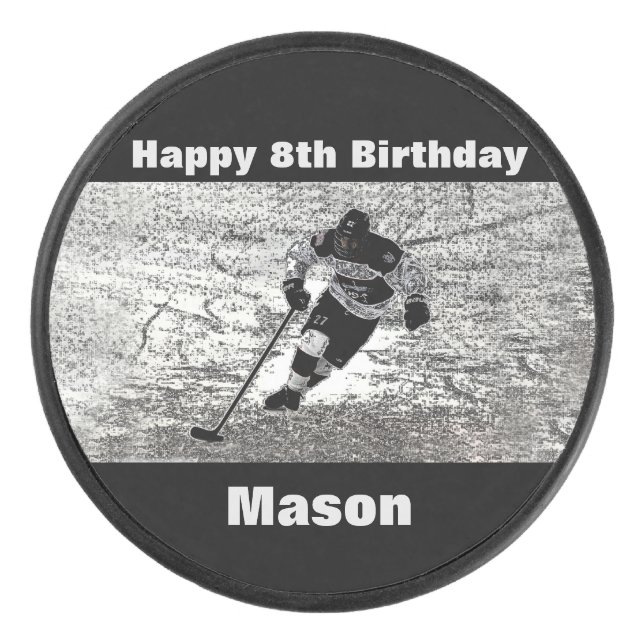 Hockey-Kobold-Geburtstag personalisiert Eishockey Puck (Vorderseite)