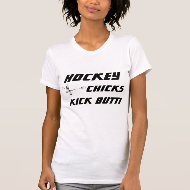 Hockey-Küken-Tritt-Hintern T-Shirt (Vorderseite)