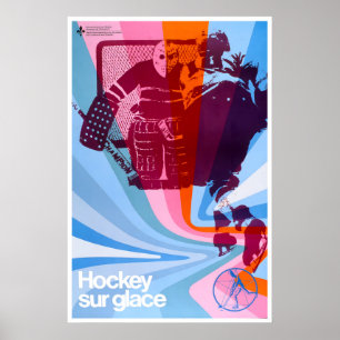 Hockey Kunst Ski Reisen Skifahren Poster Sport Ret