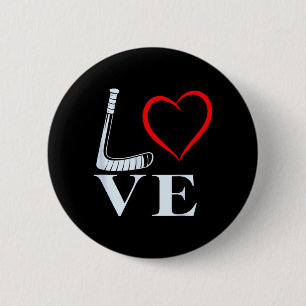 Hockey-Liebe-Herz-Grafik für Eishockeyfans Button
