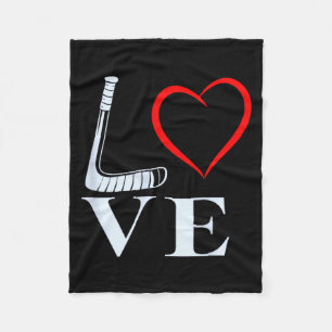Hockey-Liebe-Herz-Grafik für Eishockeyfans Fleecedecke