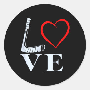 Hockey-Liebe-Herz-Grafik für Eishockeyfans Runder Aufkleber