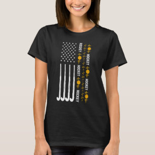 Hockey Liebe USA Flag Herzschlag Sport T-Shirt