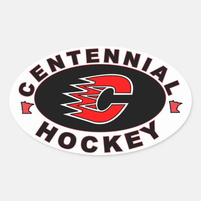 Hockey-Logo Ovaler Aufkleber (Vorderseite)