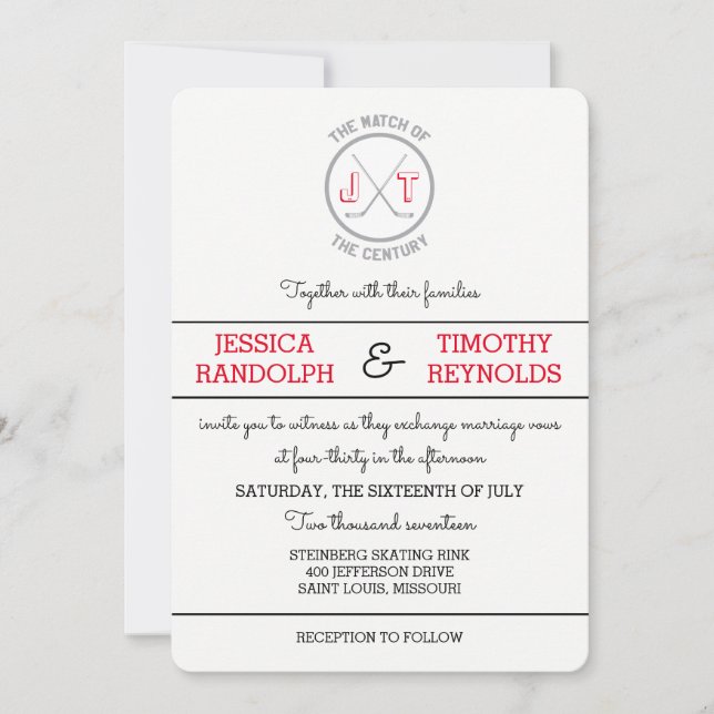 Hockey Love Wedding Invitations (Devant)