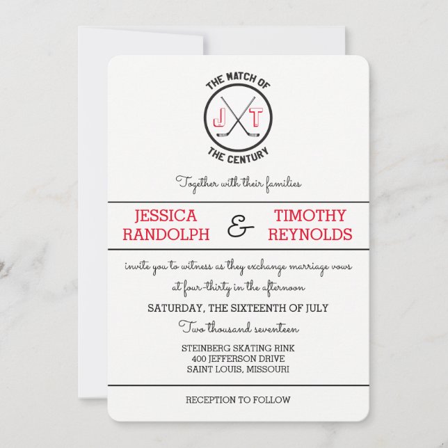 Hockey Love Wedding Invitations (Devant)