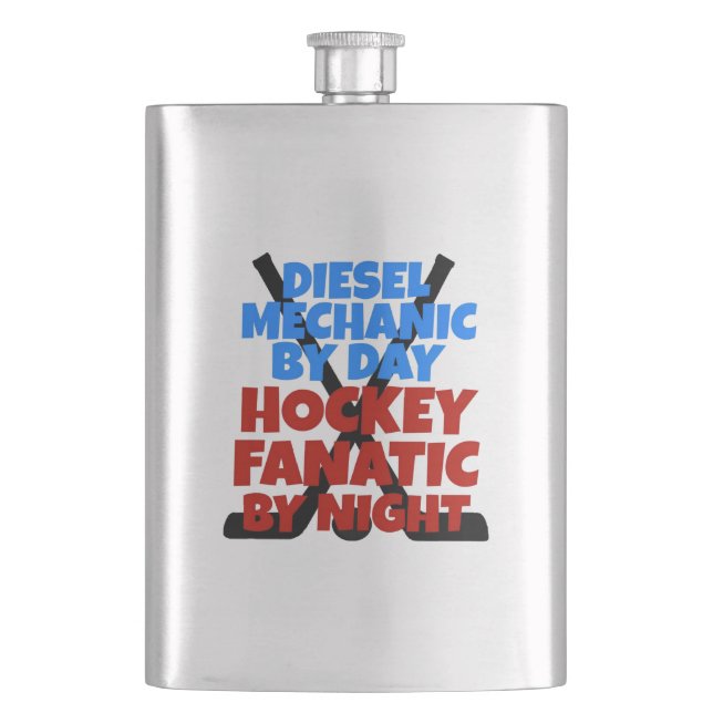 Hockey Lover Diesel Mechanic Flachmann (Vorderseite)
