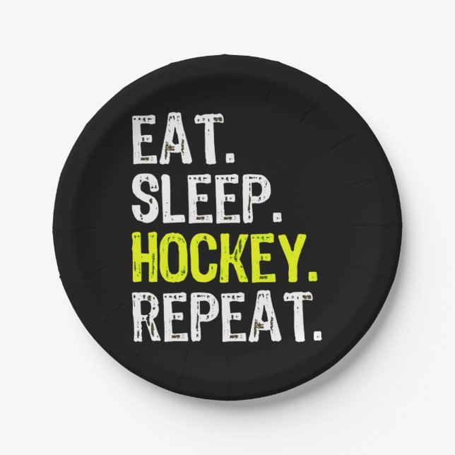 Hockey Lover| Essen, Schlafen, Hockey und Wiederho Pappteller (Vorderseite)