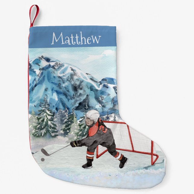 Hockey Lover Snow Personalisiert Ice Kleiner Weihnachtsstrumpf (Vorderseite)