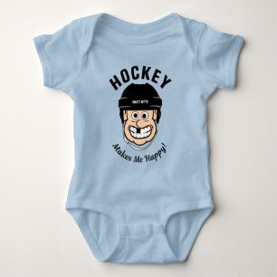 Hockey macht mich glücklich lustiger Cartoon-Hocke Baby Strampler
