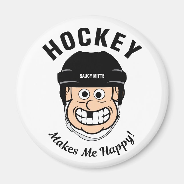 Hockey macht mich glücklich über den Funny Cartoon Magnet (Vorne)