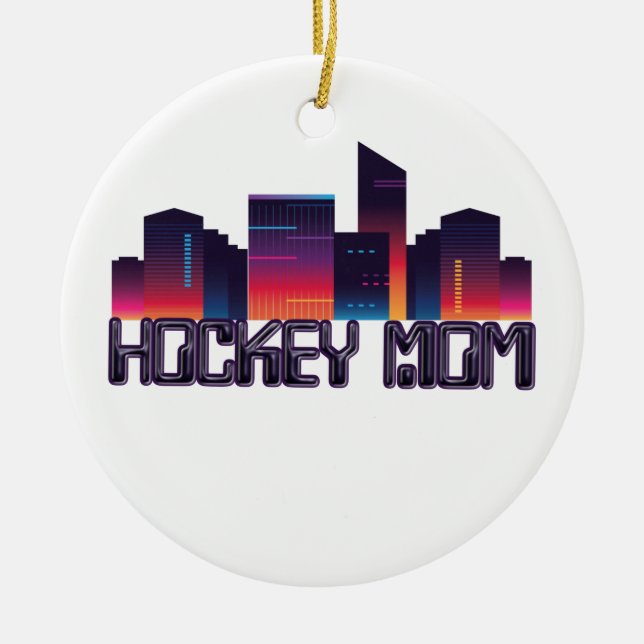 Hockey Mama City Skyline Keramik Ornament (Vorne)