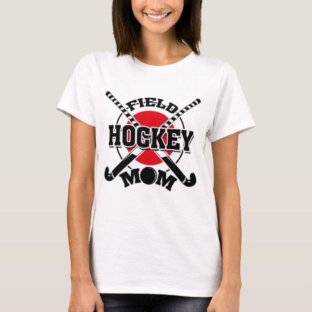 Hockey Mama Crossed Hockey Sticks Hockey Ball T-Shirt (Vorderseite)