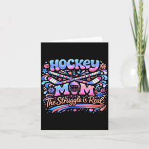 Hockey-Mama Pink Blau Retro 70er Jahre Groovy Vint Karte