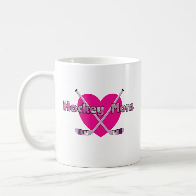 Hockey-Mama Rosa Herz Kaffeetasse (Links)