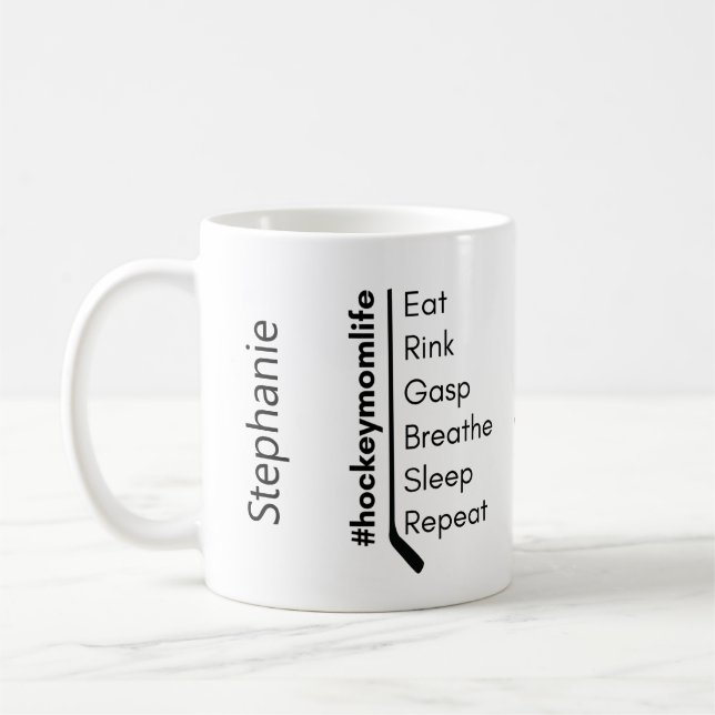 Hockey Mama Tasse Life Wiederholung schwarz (Links)