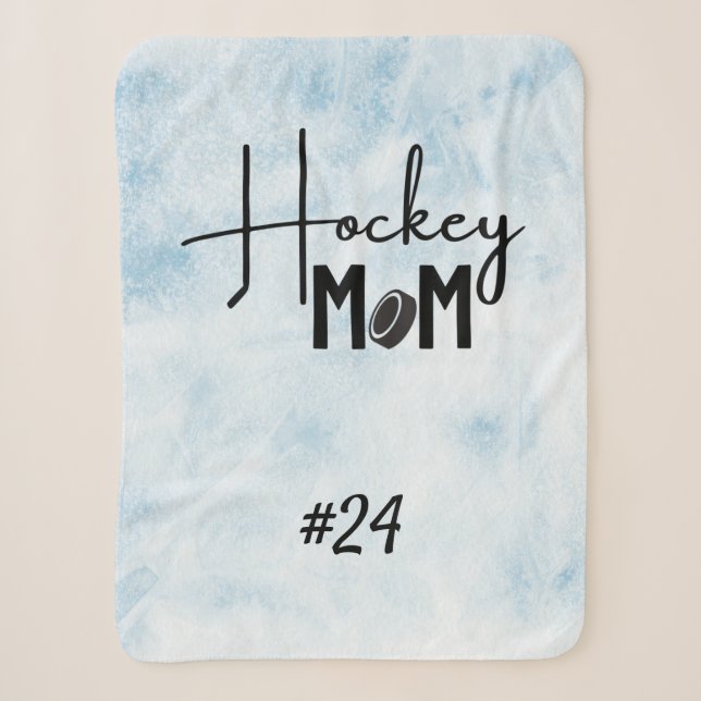 Hockey Mama Zahnraddecke Kalligrafie blaues Eis Sherpadecke (Vorderseite)