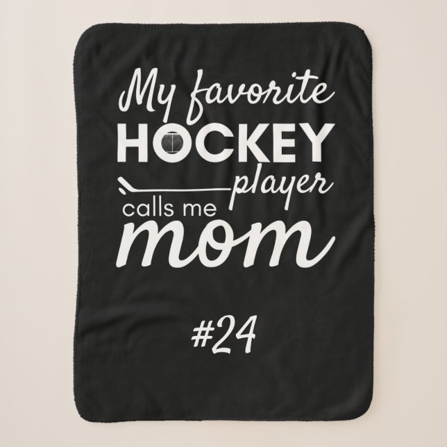 Hockey Mama Zahnraddecke Lieblingsspieler Schwarz Sherpadecke (Vorderseite)