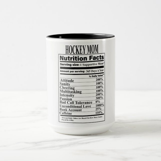 Hockey Maman Nutrition Fiches Mug (Centre)
