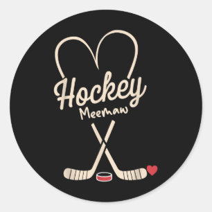 Hockey Meemaw Heart Hockey Player Runder Aufkleber