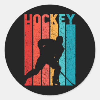 Hockey Men's Children's Retro Ice Hockey Player Runder Aufkleber