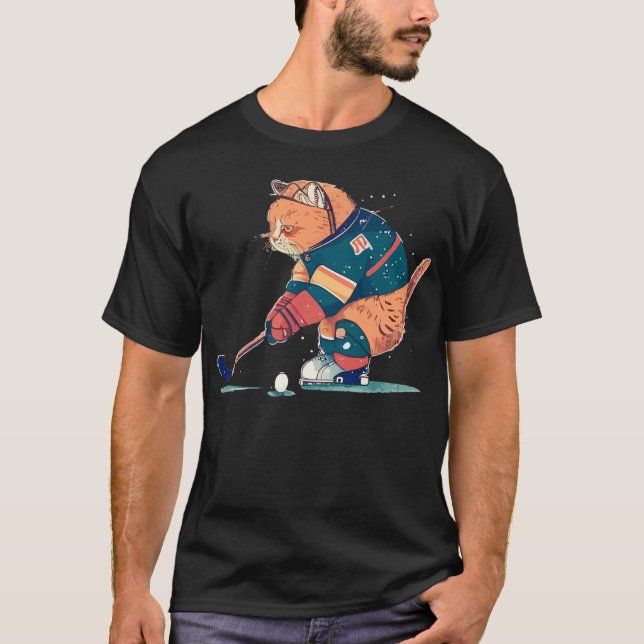 Hockey mit "Cats on Ice" T-Shirt (Vorderseite)