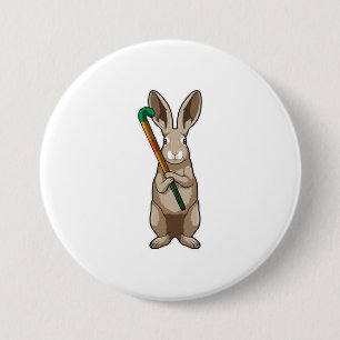 Hockey mit Hockeyschläger Button