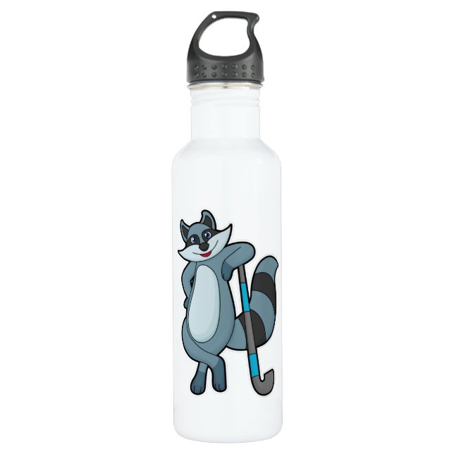 Hockey mit Hockeyschläger Edelstahlflasche (Vorderseite)