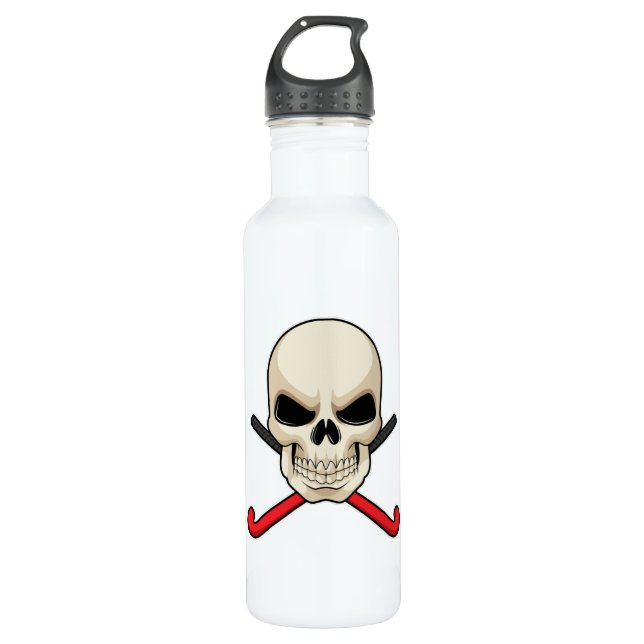 Hockey mit Hockeyschläger Edelstahlflasche (Vorderseite)