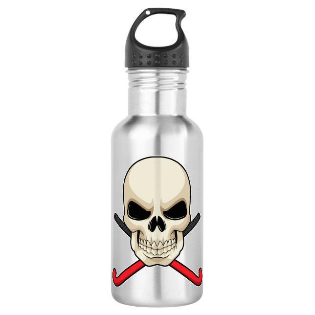 Hockey mit Hockeyschläger Edelstahlflasche (Vorderseite)