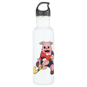Hockey mit Hockeyschläger Edelstahlflasche