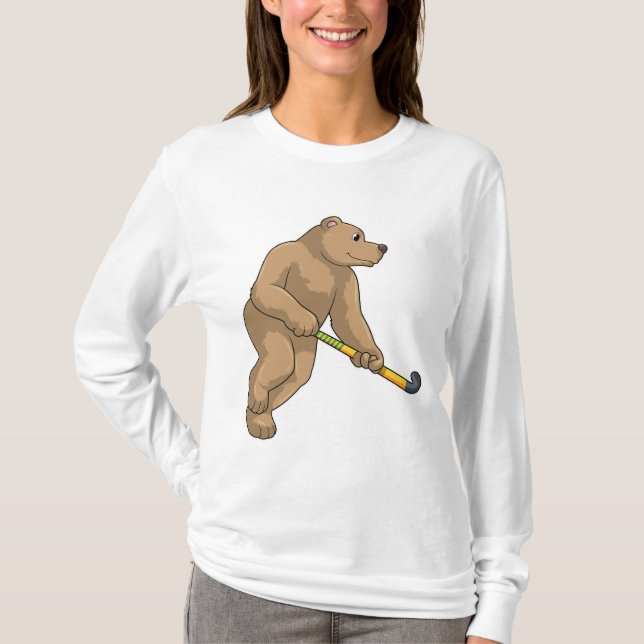 Hockey mit Hockeyschläger T-Shirt (Vorderseite)