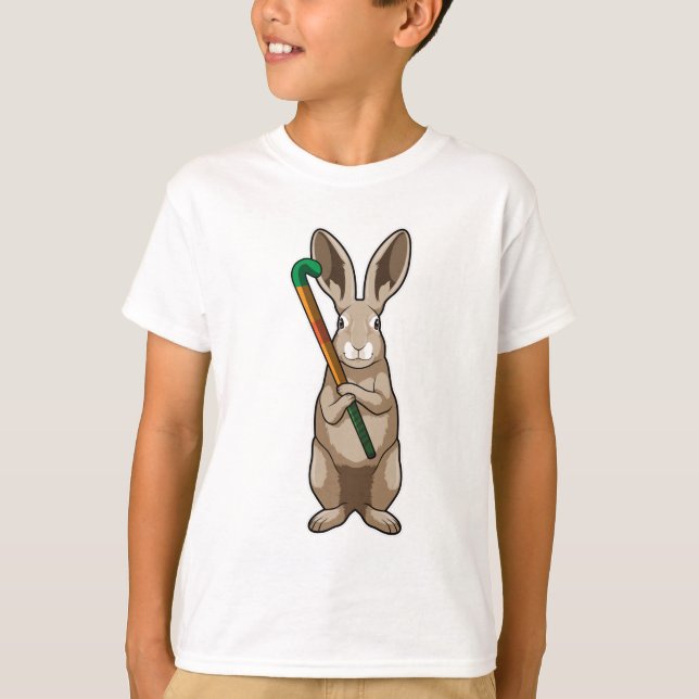 Hockey mit Hockeyschläger T-Shirt (Vorderseite)