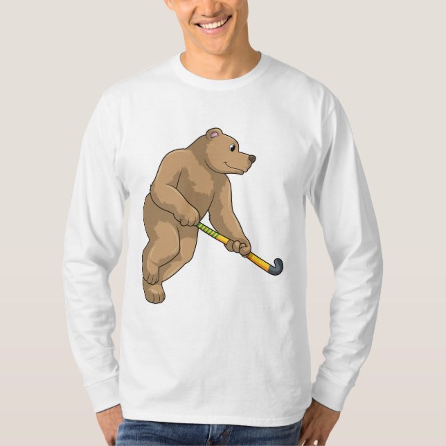 Hockey mit Hockeyschläger T-Shirt (Vorderseite)